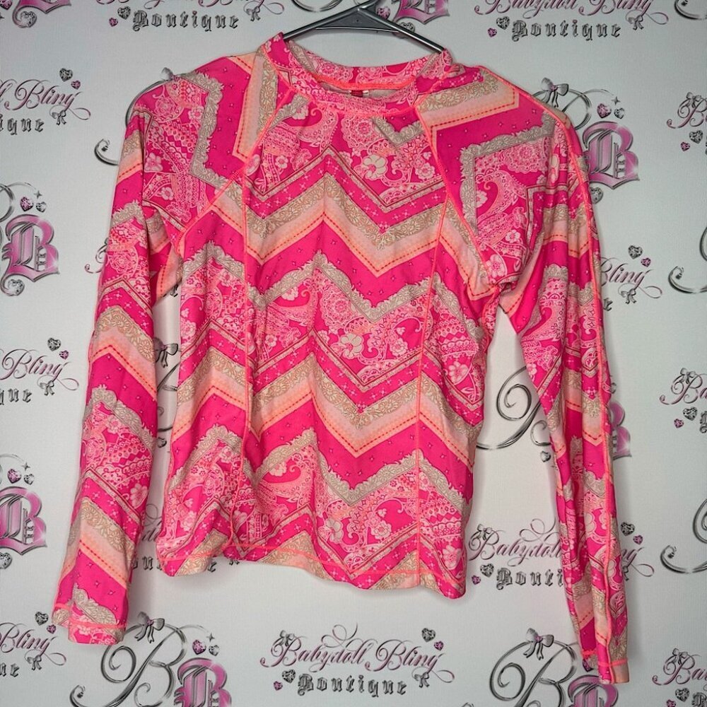 Gossip girl shirt water beach swimming ocean lake pool paisley neon pink orange
